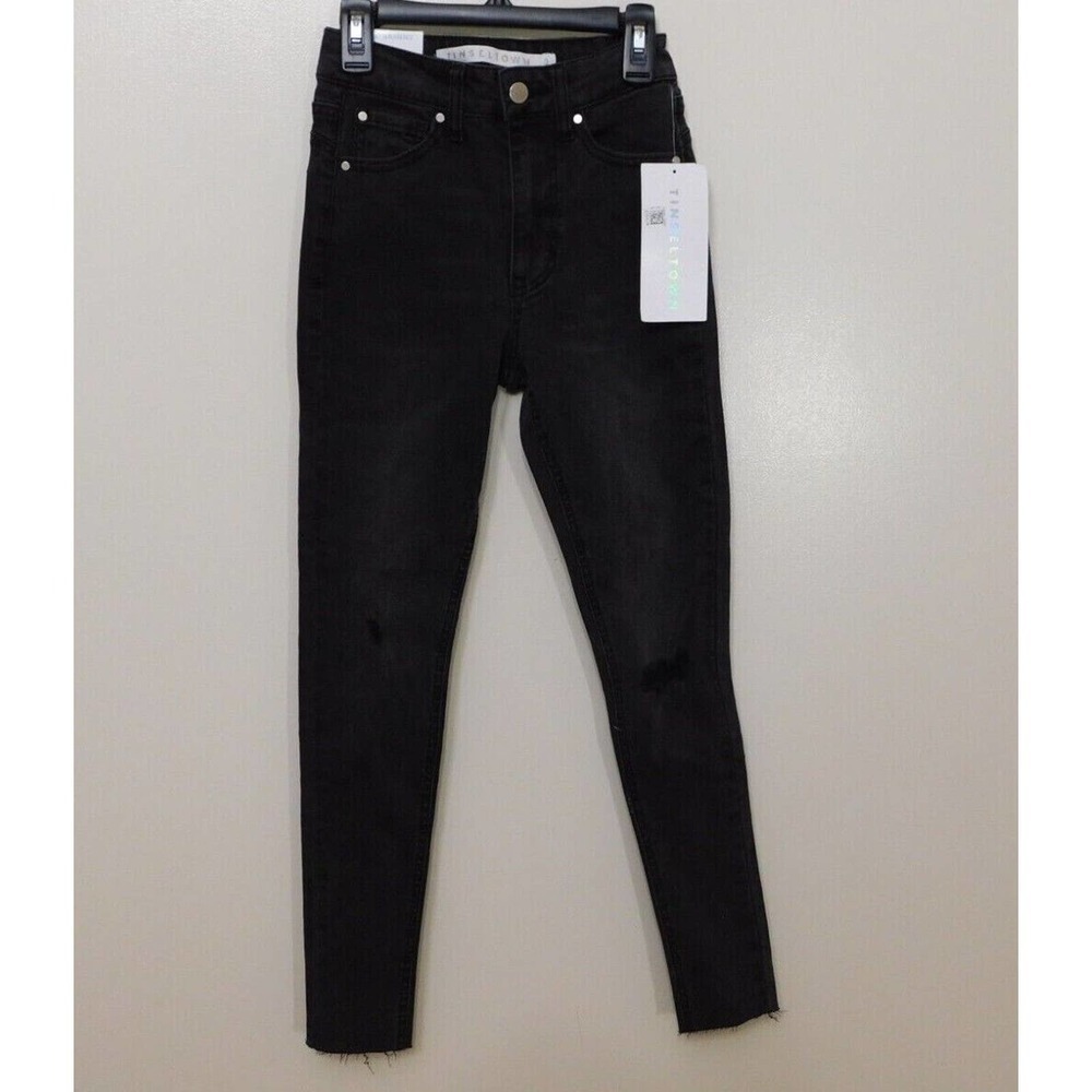 JR498 Tinseltown Black High Rise Skinny Ripped Jeans Size 0 / 24